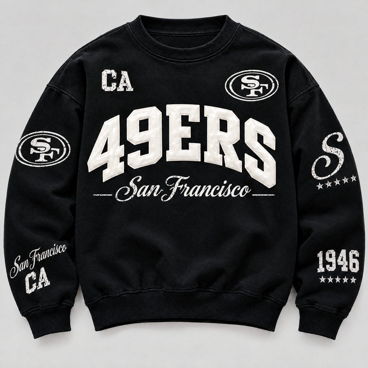 San Francisco 49ers Varsity Crewneck front