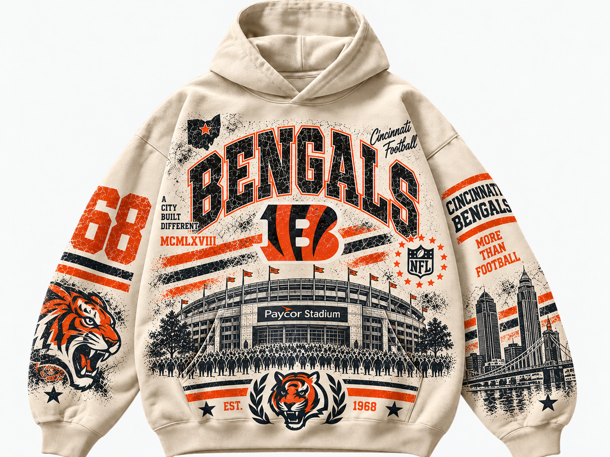 Cincinnati Bengals Stadium Relic cream hoodie front