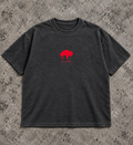Bills EST. 1960 tee front, red standing buffalo on vintage dark grey