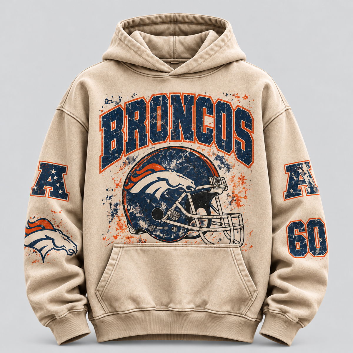Broncos Helmet Archive cream hoodie front