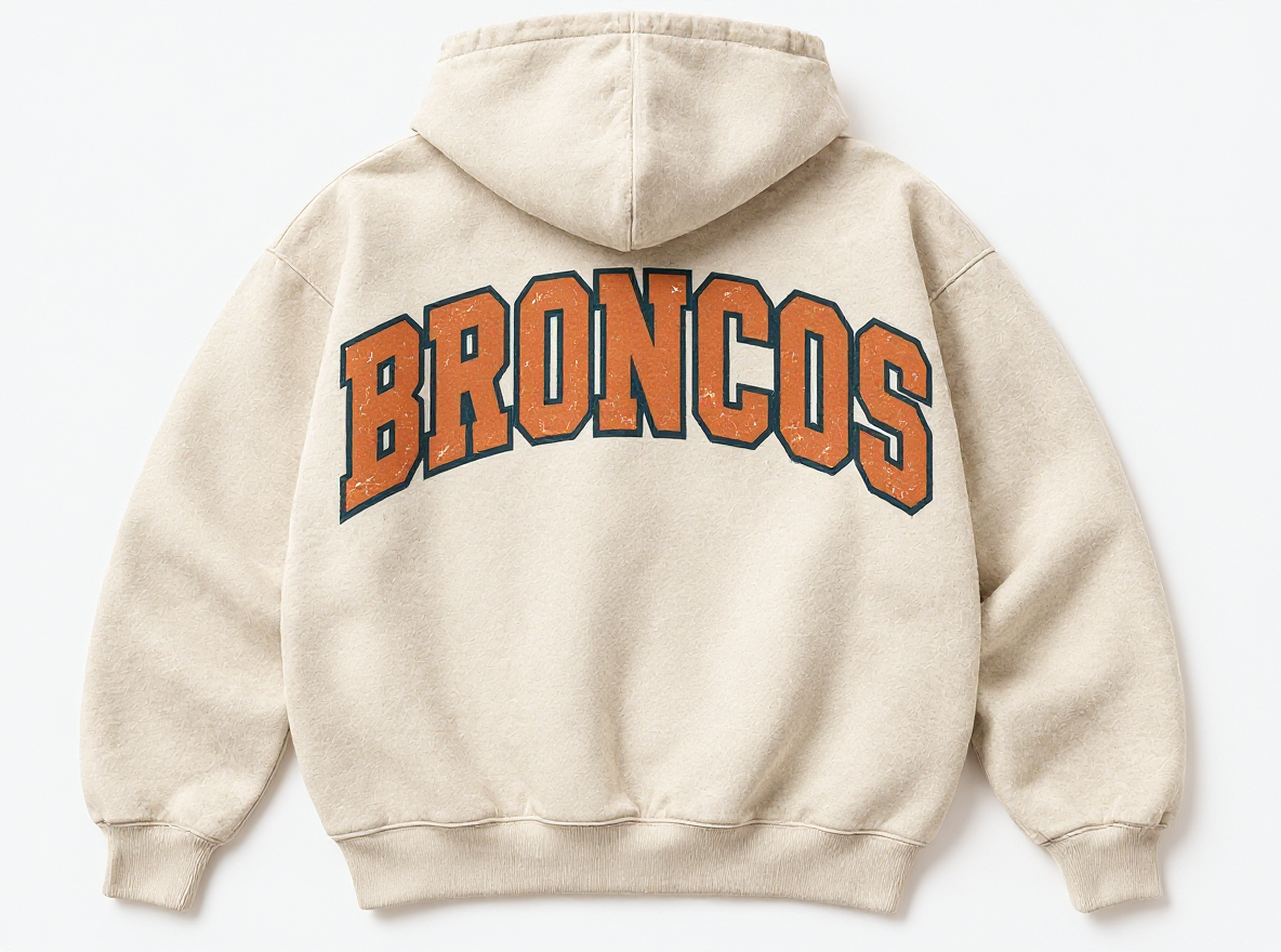 Denver Broncos Stadium Relic cream hoodie back