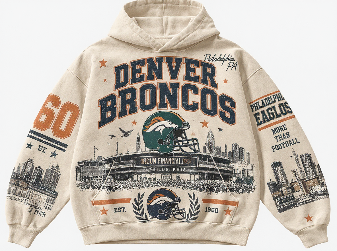 Denver Broncos Stadium Relic cream hoodie front