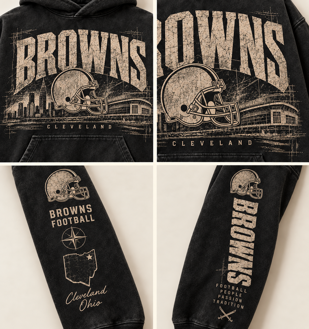 browns Archive Crest front and sleeve print close-up grid