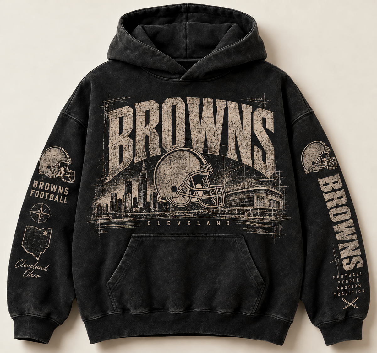 browns Archive Crest washed black hoodie front