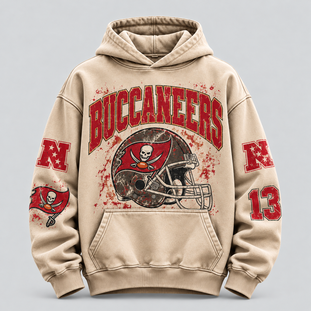 Buccaneers Helmet Archive cream hoodie front