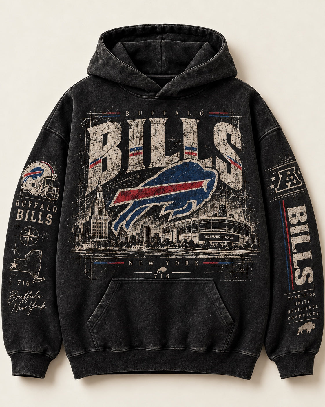 Buffalo Skyline Heritage Hoodie front mockup