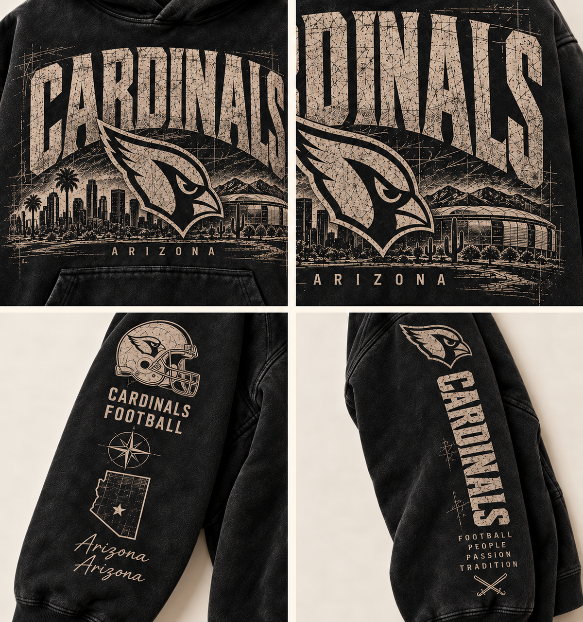 cardinals Archive Crest front and sleeve print close-up grid