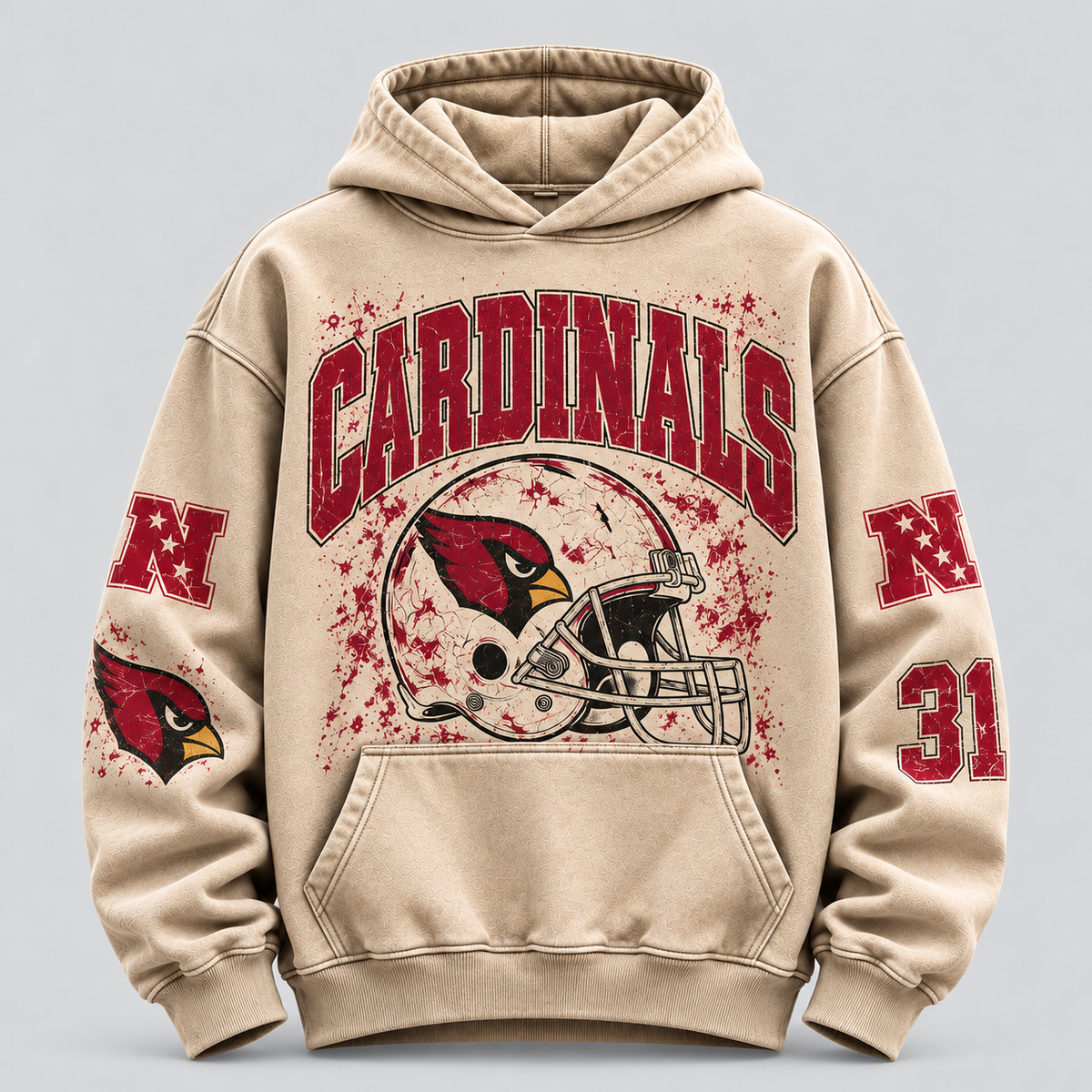 Cardinals Helmet Archive cream hoodie front