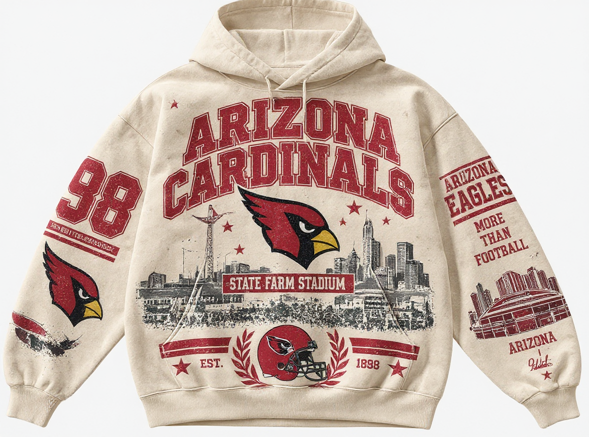 Arizona Cardinals Stadium Relic cream hoodie front