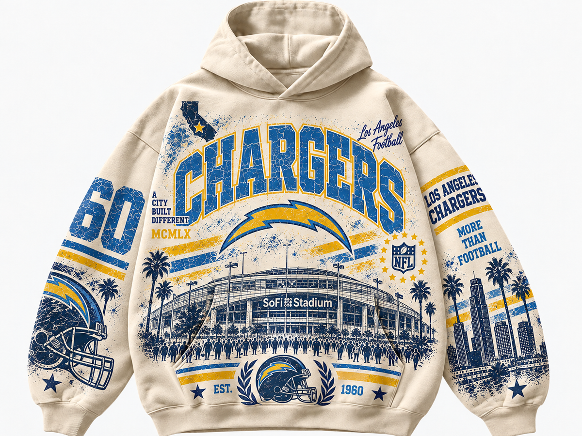 Los Angeles Chargers Stadium Relic cream hoodie front