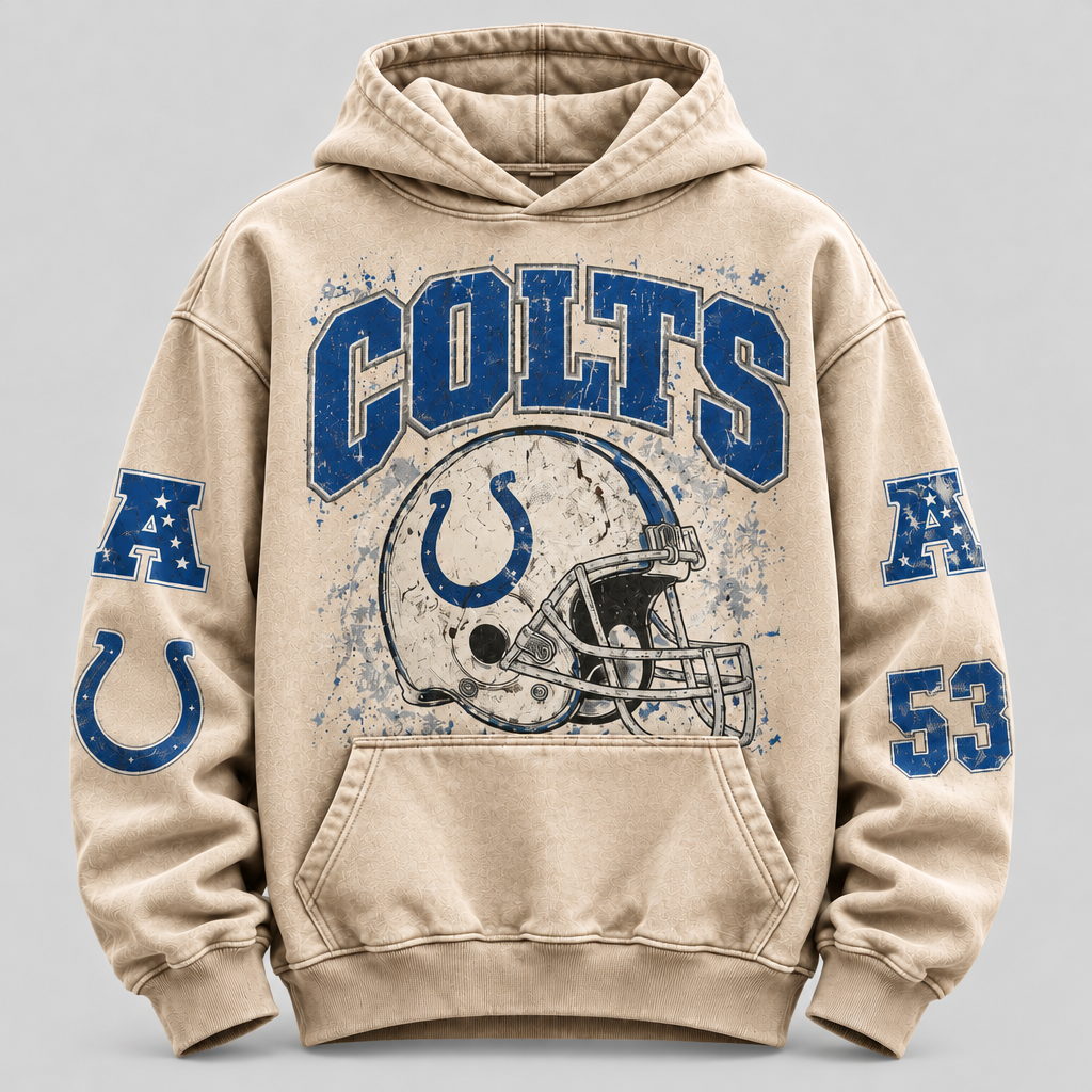 Colts Helmet Archive cream hoodie front