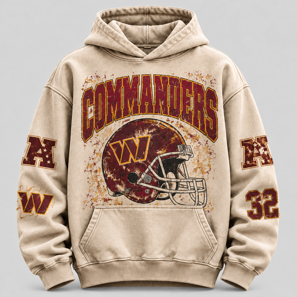 Commanders Helmet Archive cream hoodie front
