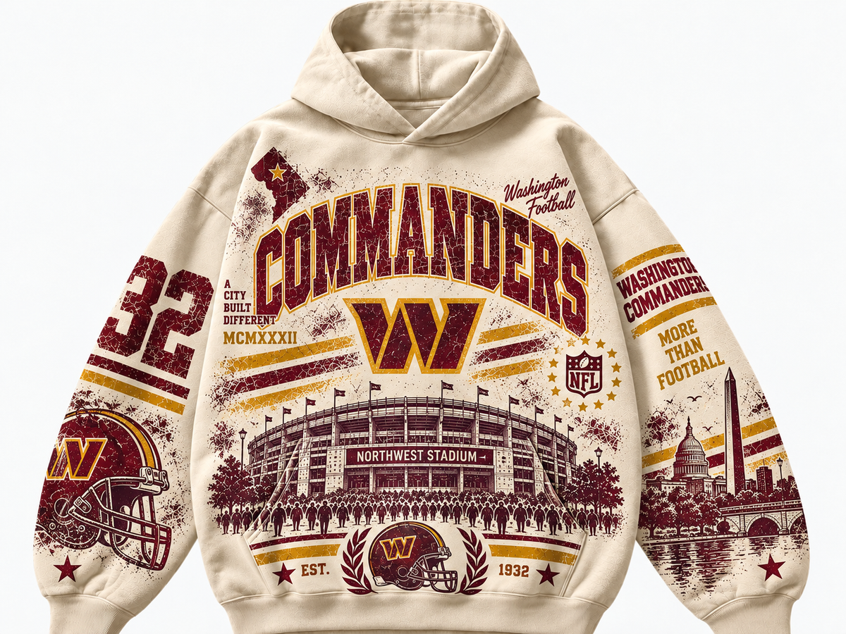 Washington Commanders Stadium Relic cream hoodie front