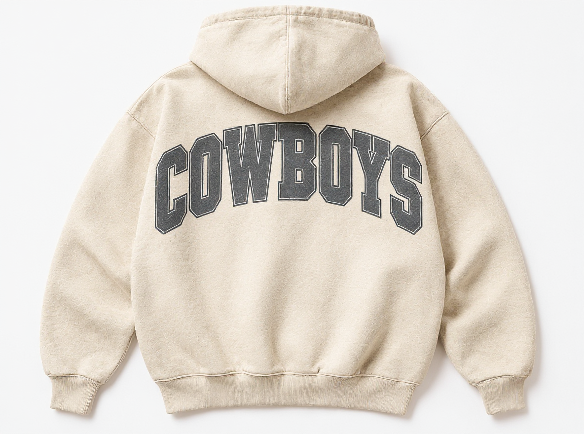 Dallas Cowboys Stadium Relic cream hoodie back