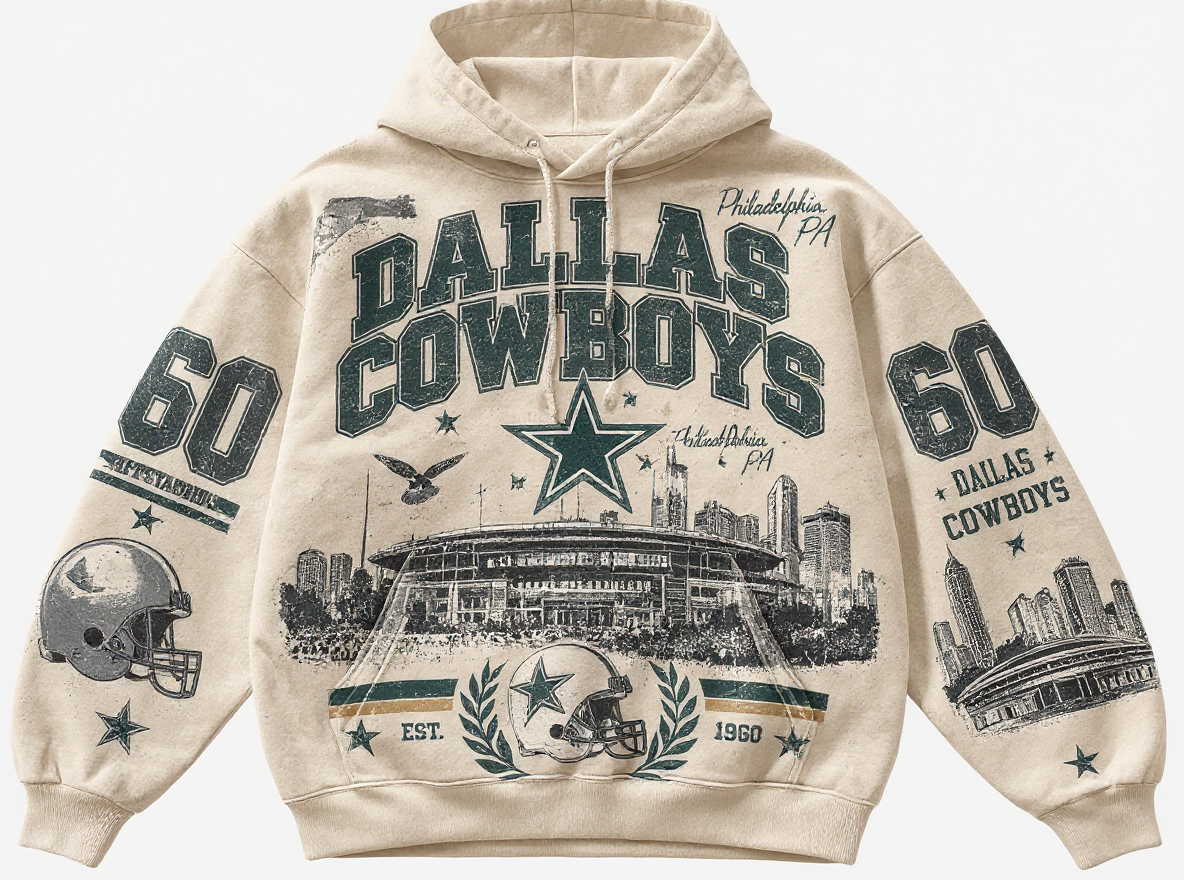 Dallas Cowboys Stadium Relic cream hoodie front