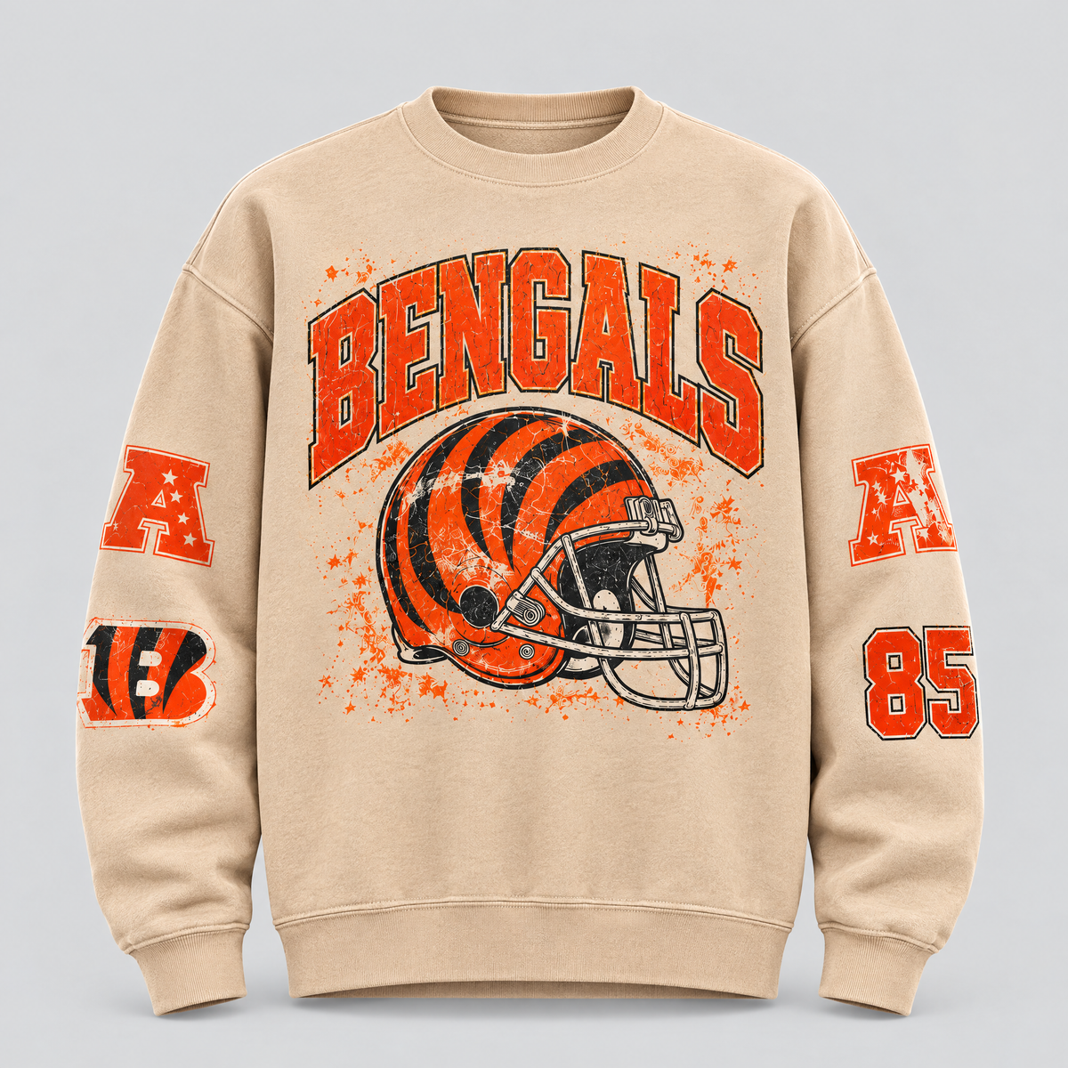Bengals Helmet Archive Crewneck — Nude front