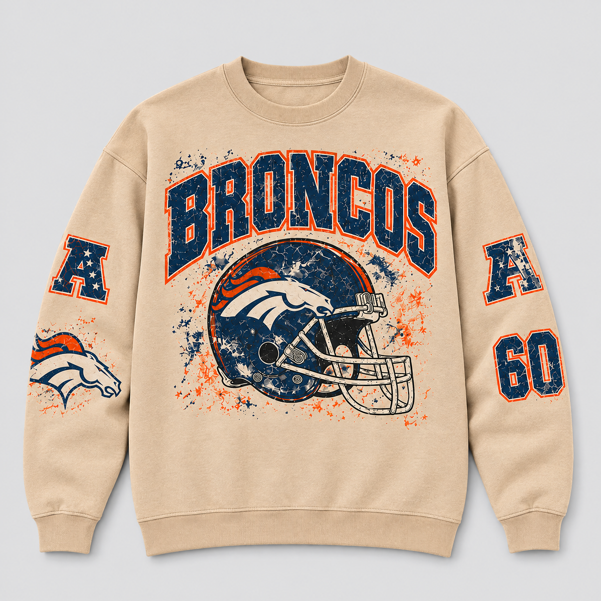 Broncos Helmet Archive Crewneck — Nude front
