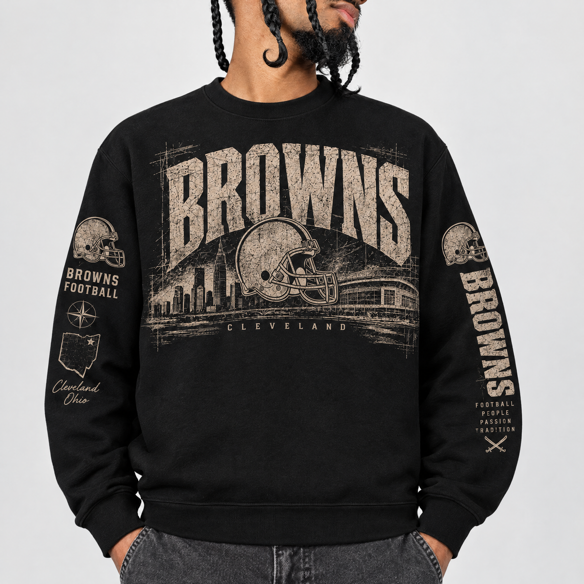 Browns Archive Crest Crewneck — Black front