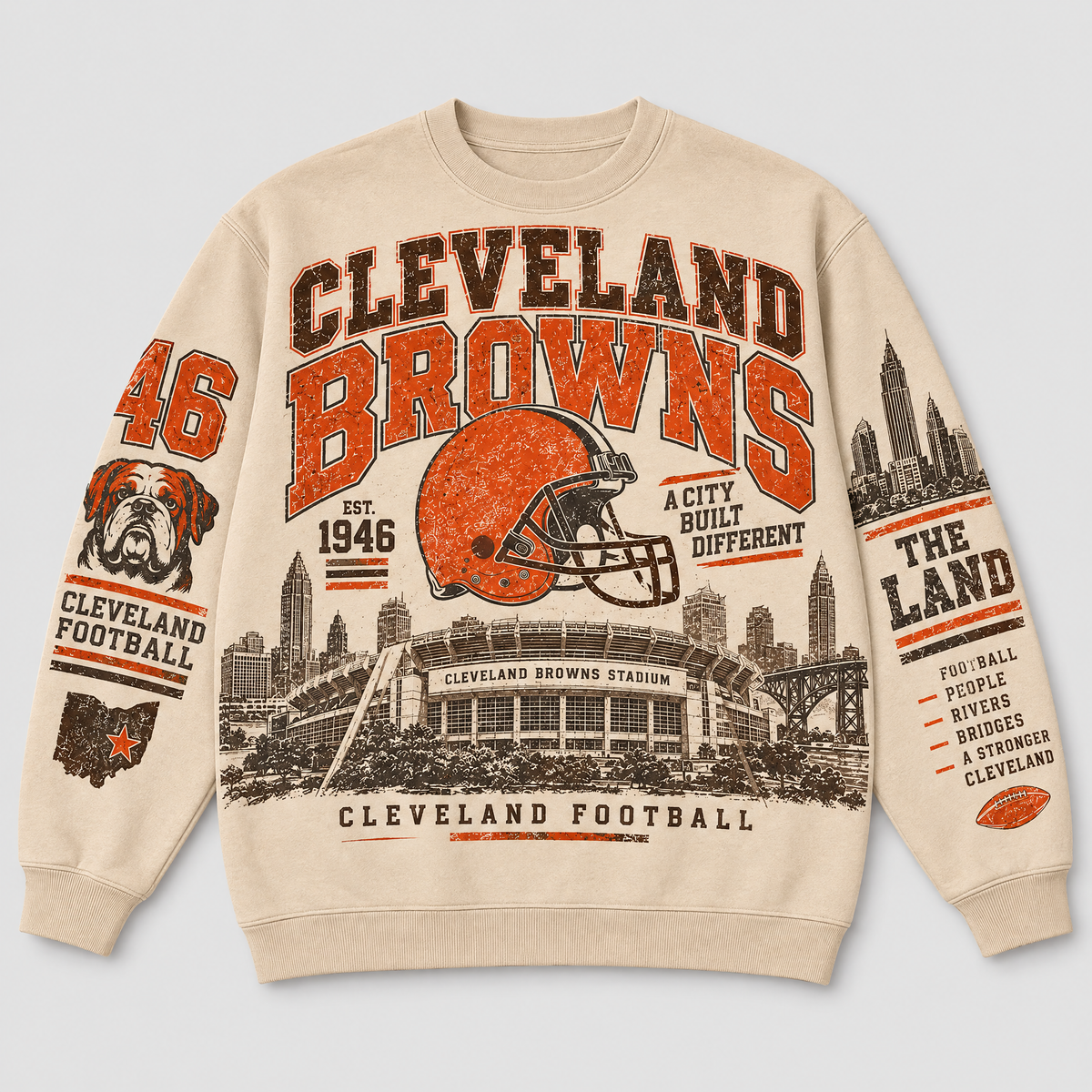 Browns Stadium Relic Crewneck — Nude front