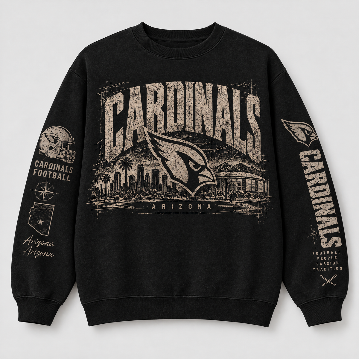 Cardinals Archive Crest Crewneck — Black front