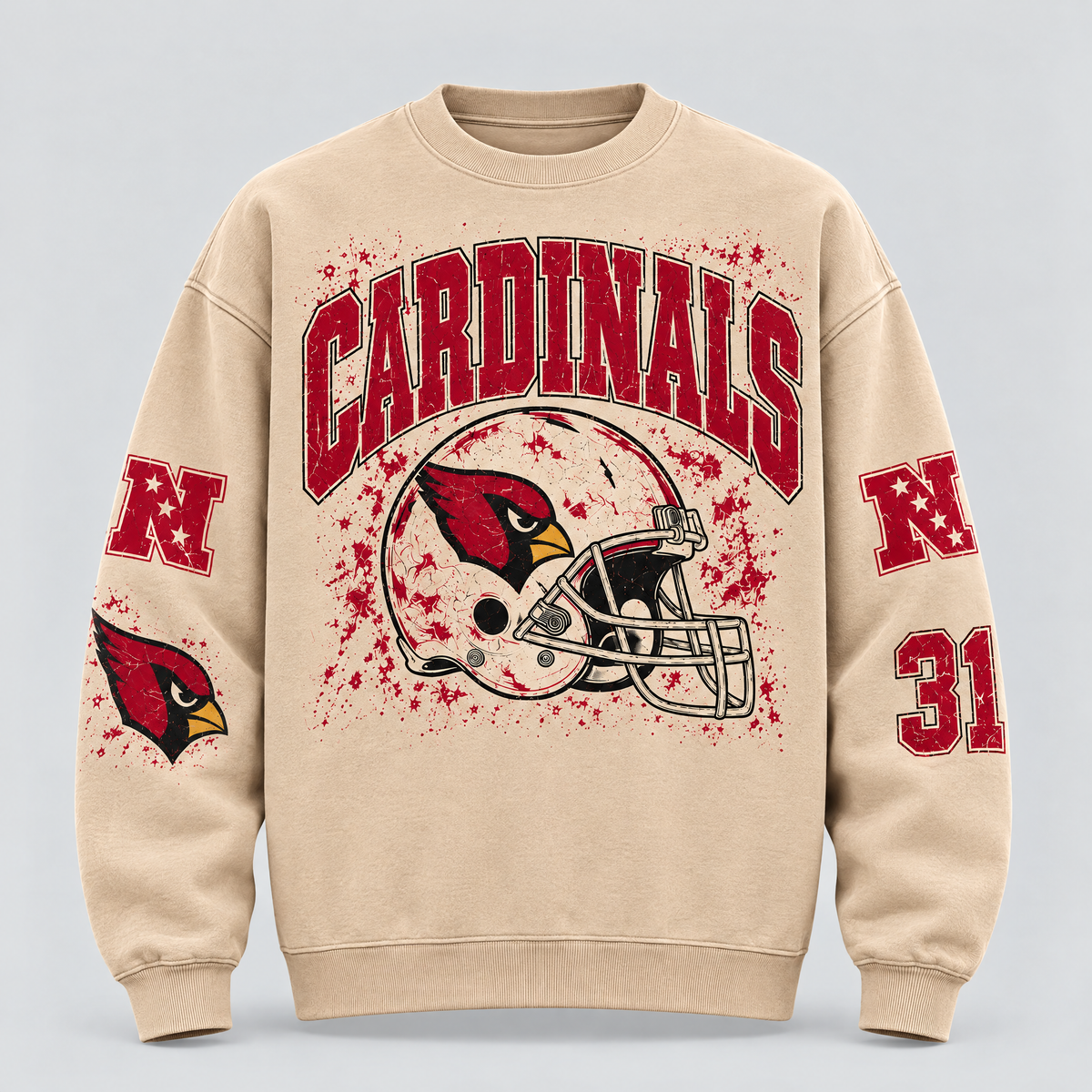 Cardinals Helmet Archive Crewneck — Nude front