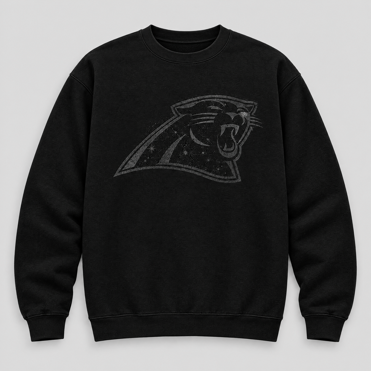 PANTHERS BLACKOUT Crewneck — Black front