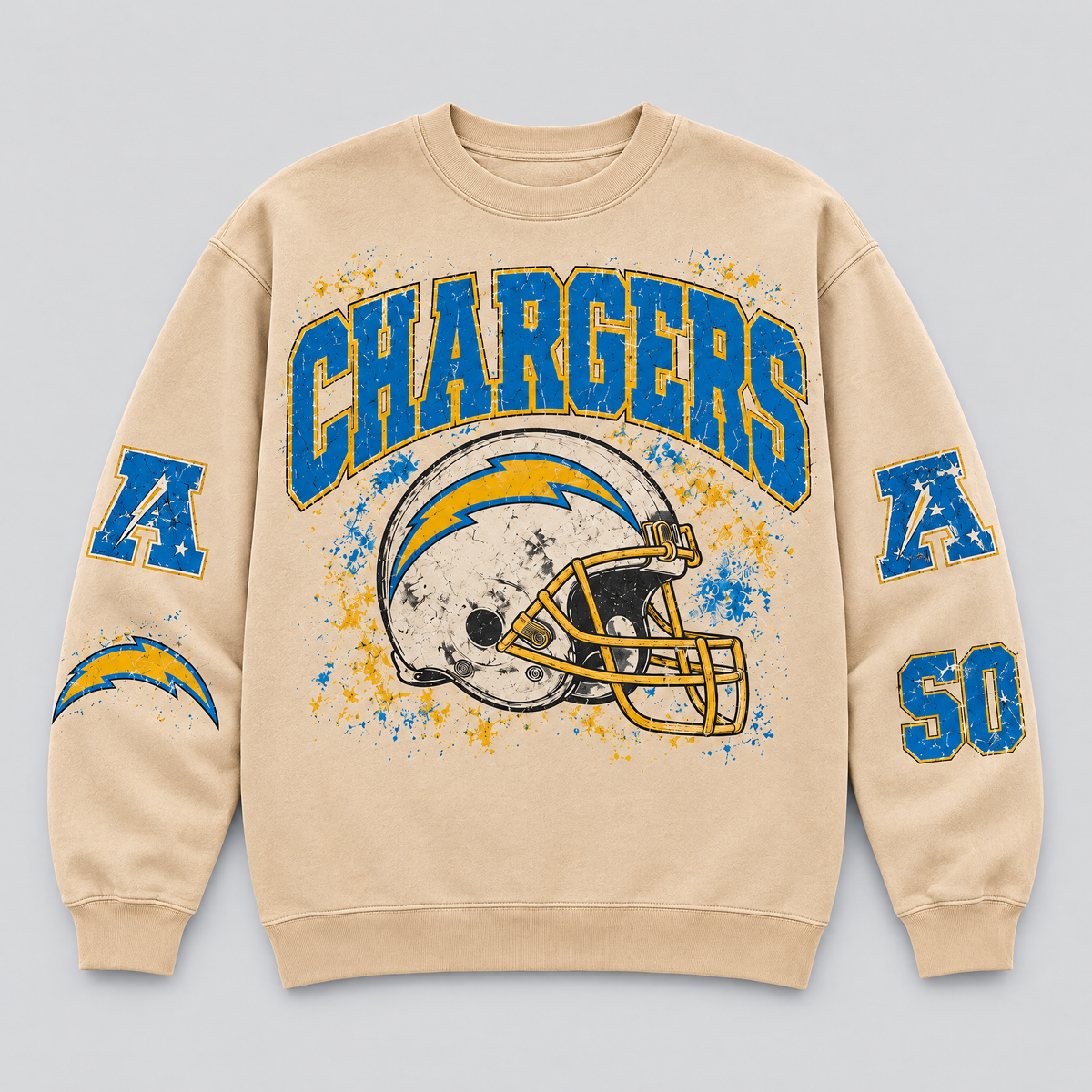 Chargers Helmet Archive Crewneck — Nude front