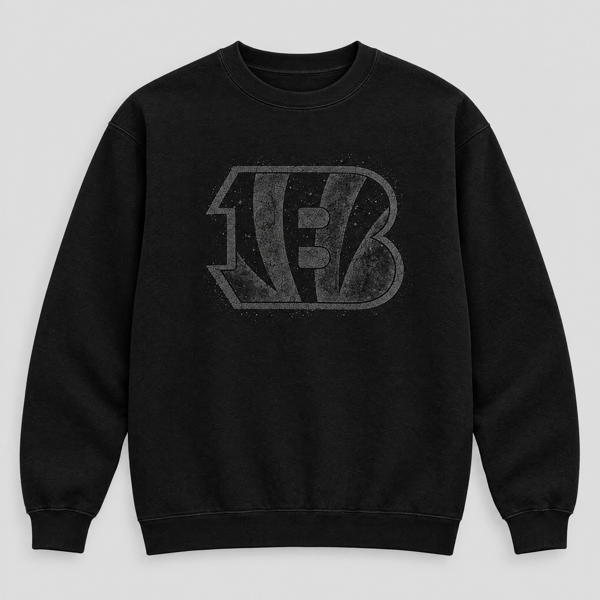 Cincinnati Bengals Blackout Crewneck — Black front