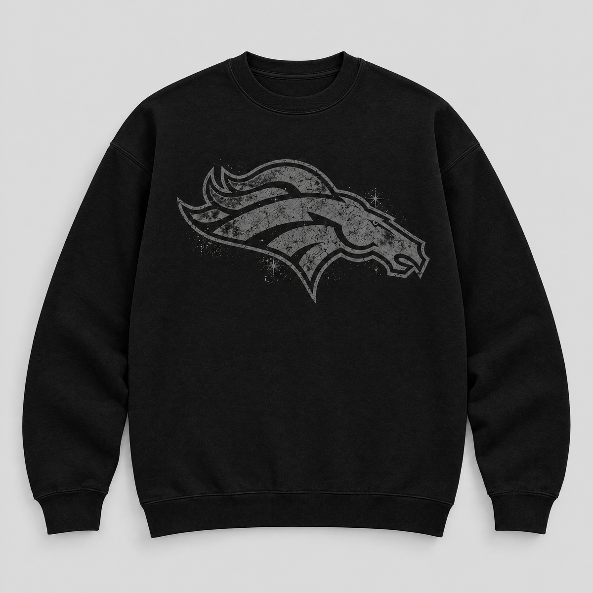 Denver Broncos Blackout Crewneck — Black front