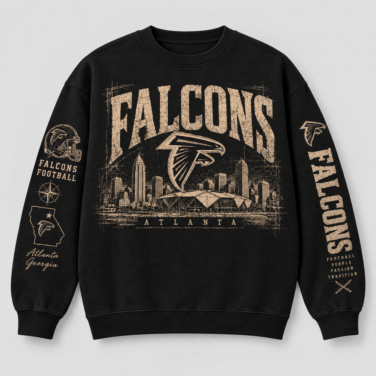 Falcons Archive Crest Crewneck — Black front