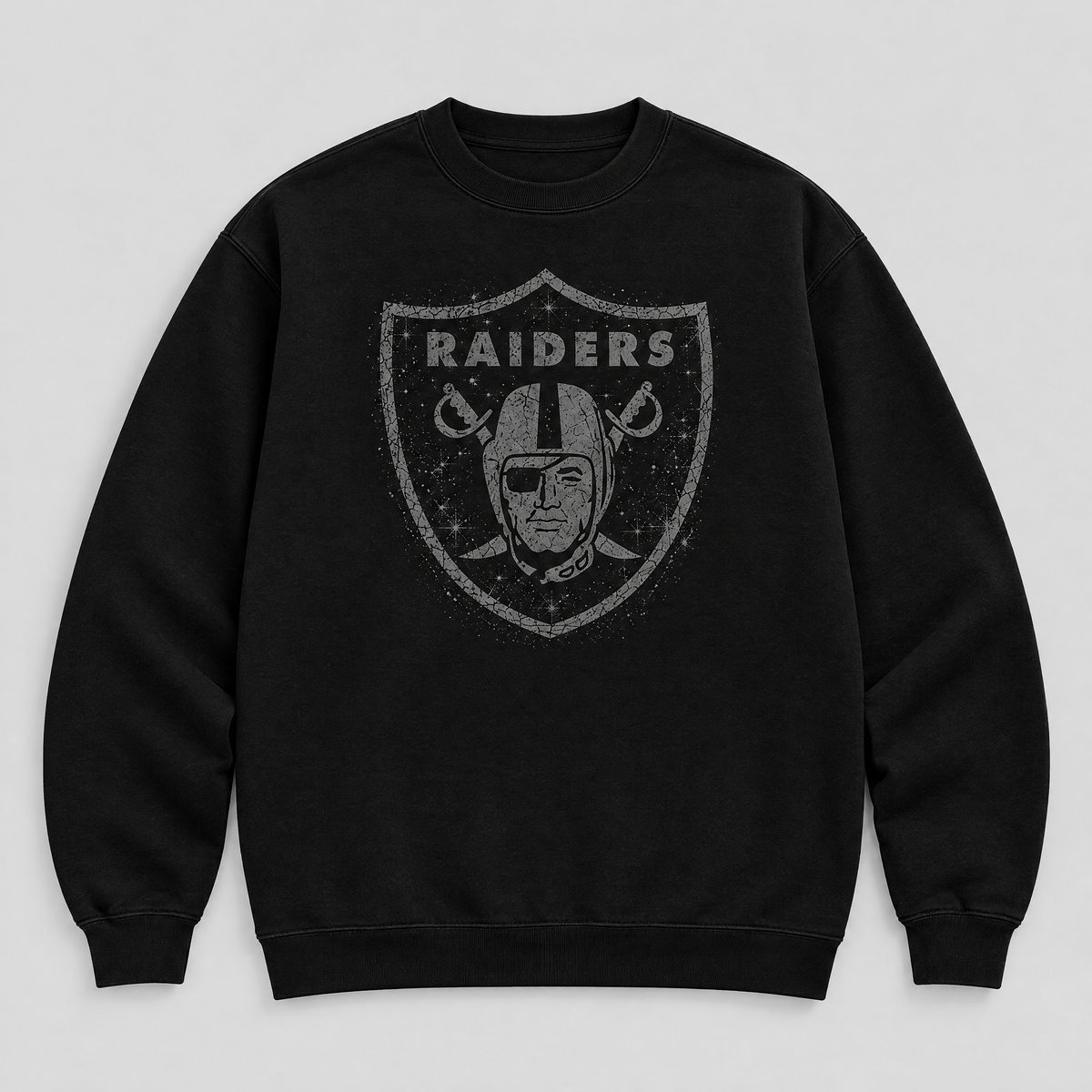 Raiders Blackout Crewneck — Black front