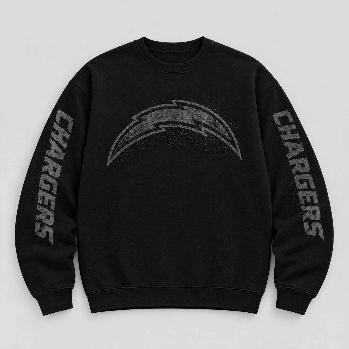 Chargers Blackout Crewneck — Black front