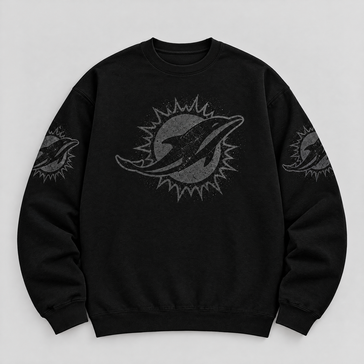 Dolphins Blackout Crewneck — Black front