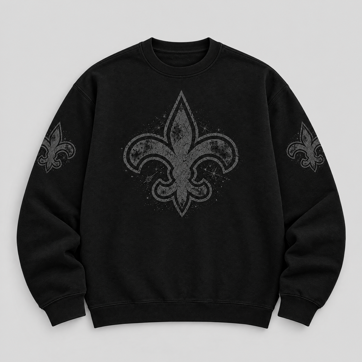 Saints Blackout Crewneck — Black front