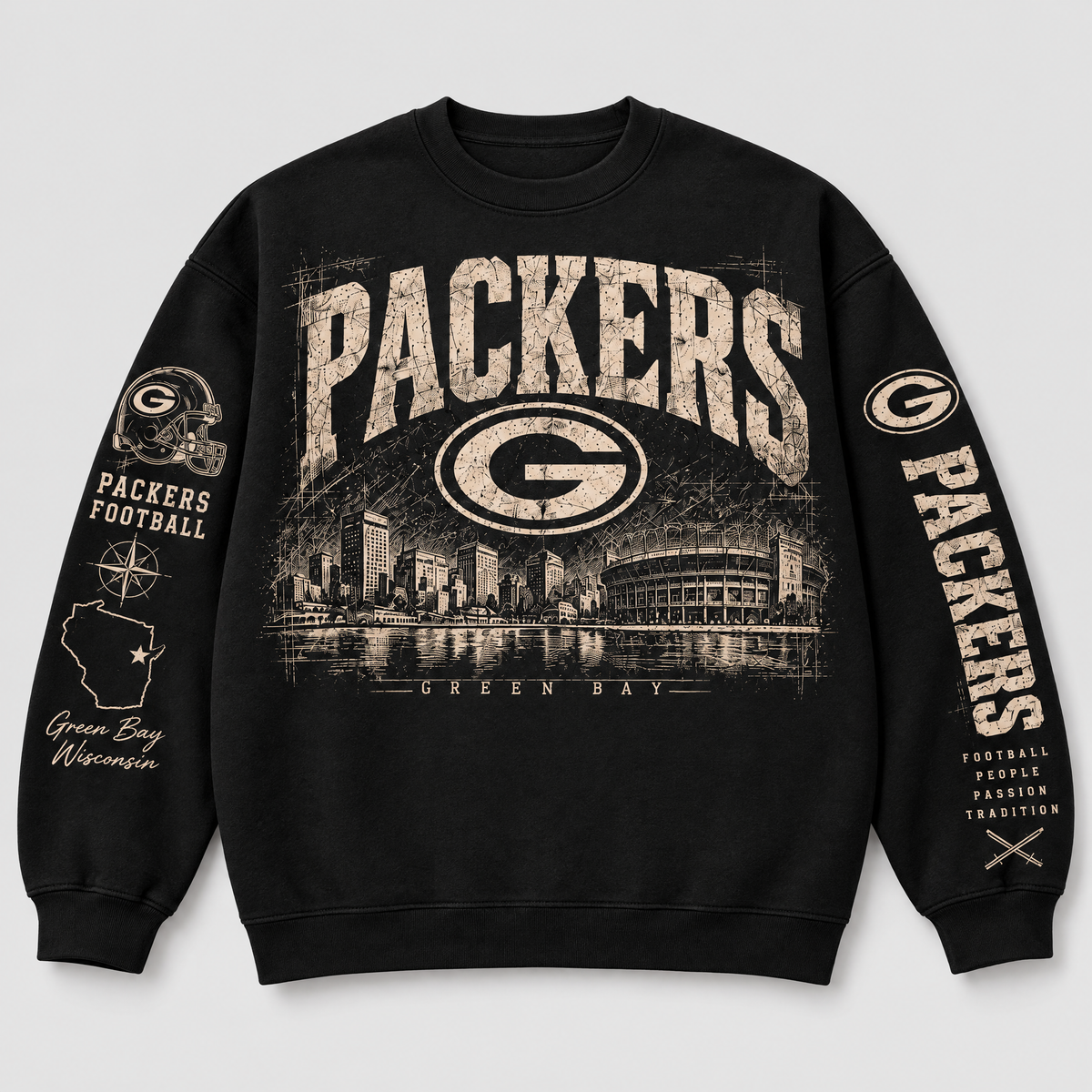 Packers Archive Crest Crewneck — Black front