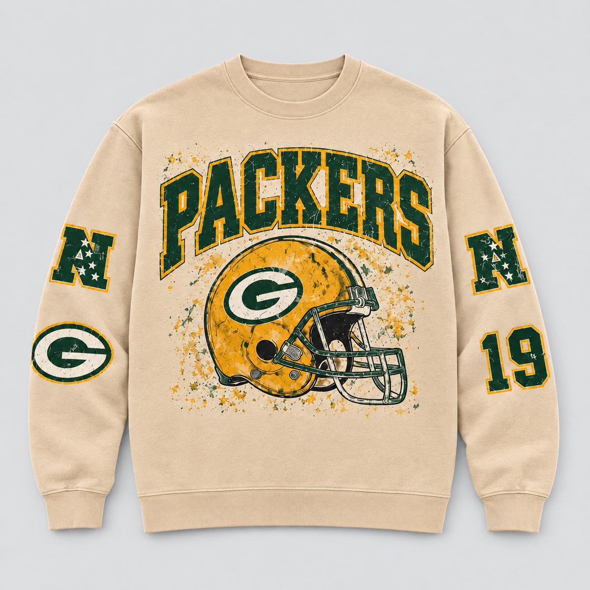 Packers Helmet Archive Crewneck — Nude front