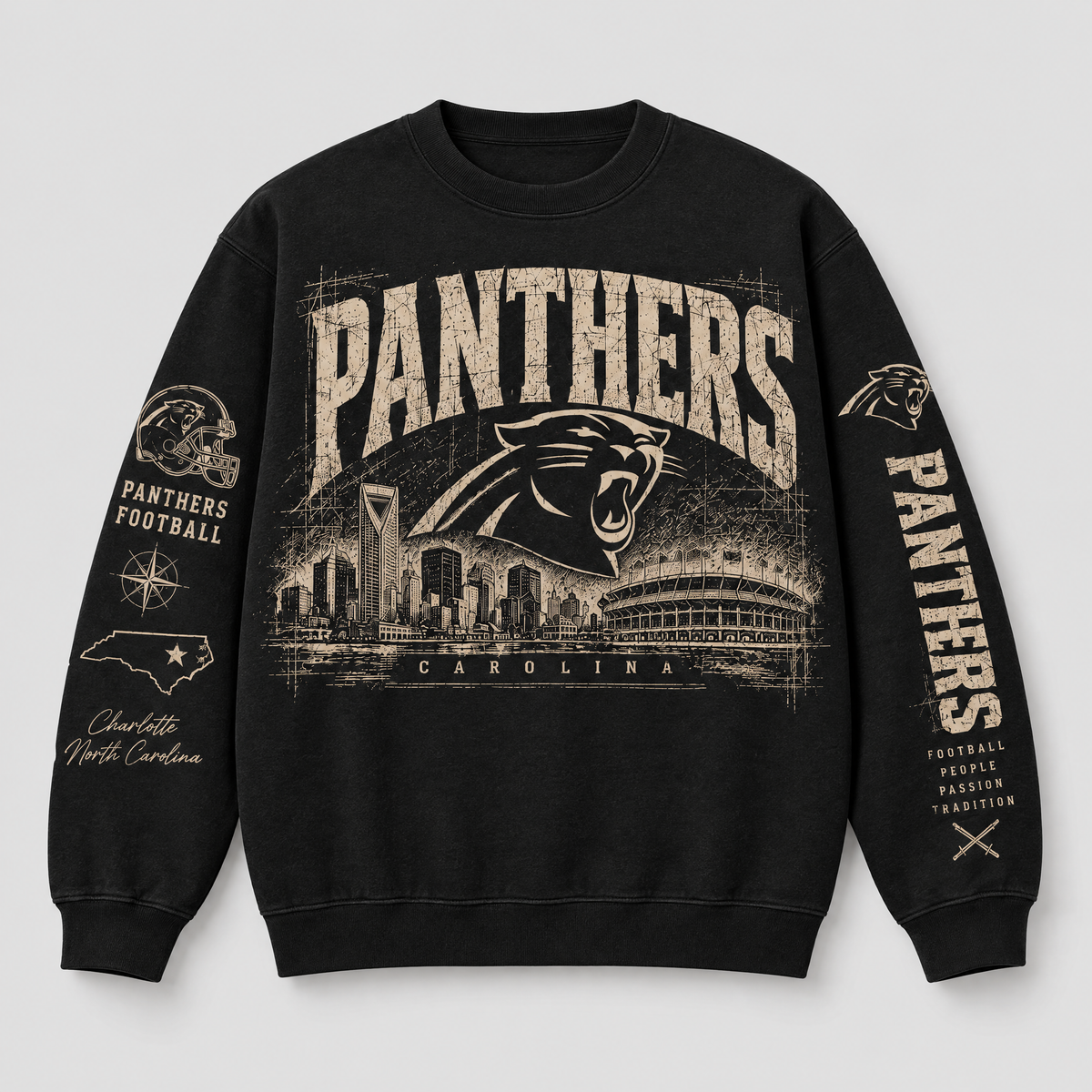 Panthers Archive Crest Crewneck — Black front