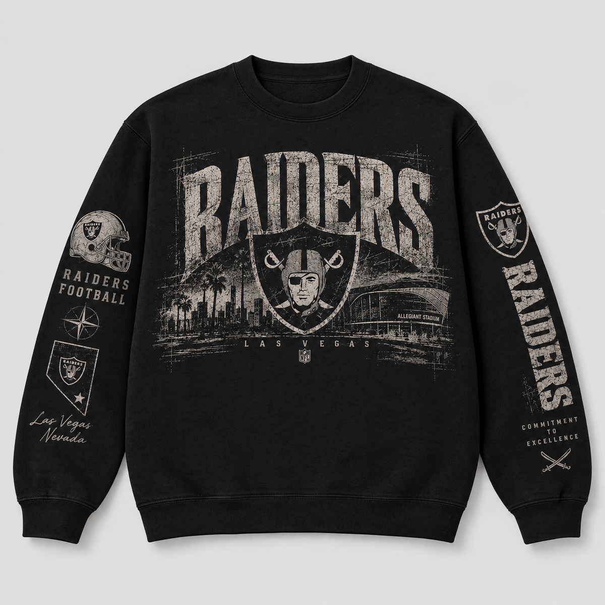 Raiders Archive Crest Crewneck — Black front