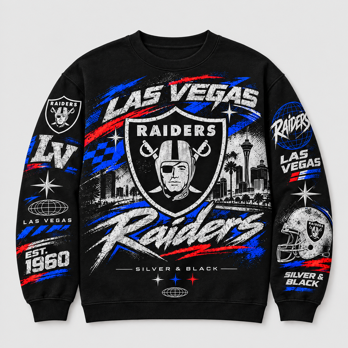 Raiders Stripline Crewneck — Black front