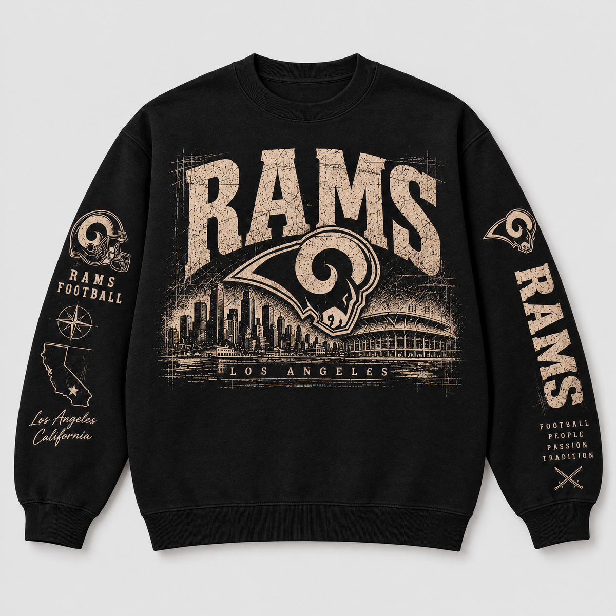 Rams Archive Crest Crewneck — Black front
