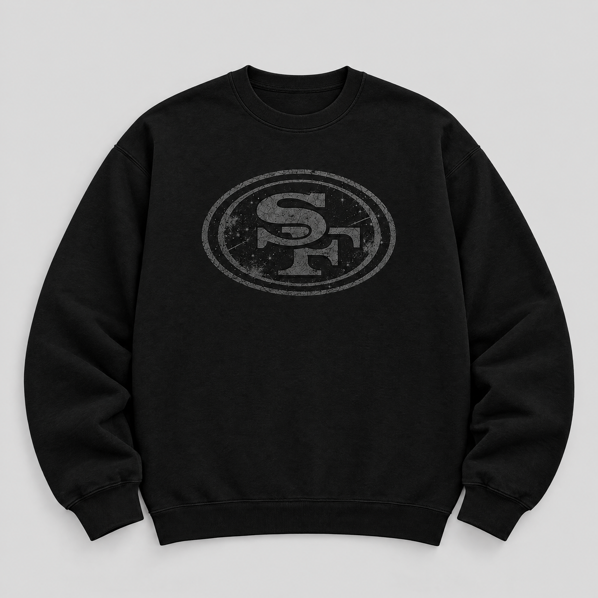 San Francisco 49ers Blackout Crewneck — Black front
