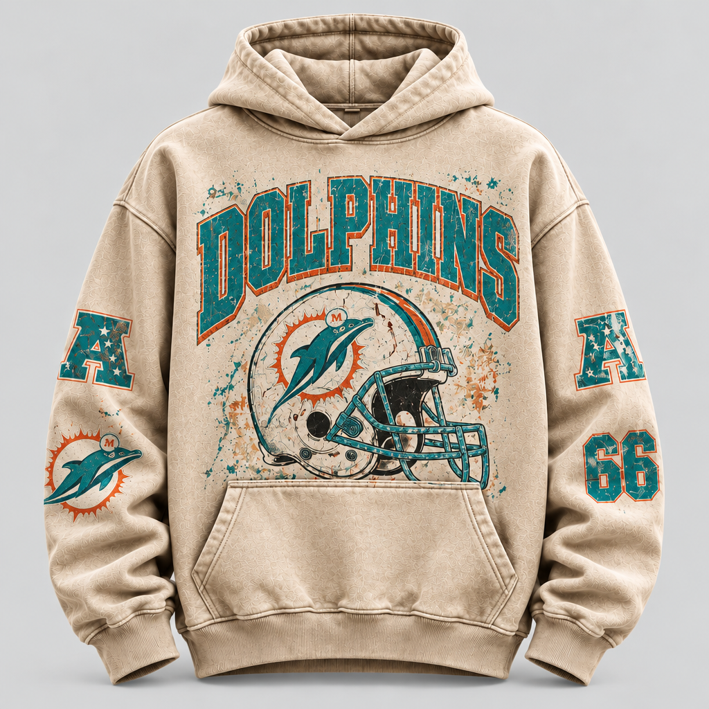 Dolphins Helmet Archive cream hoodie front