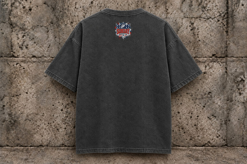 Eagles QB Painted Tee back, Sunday Supply logo