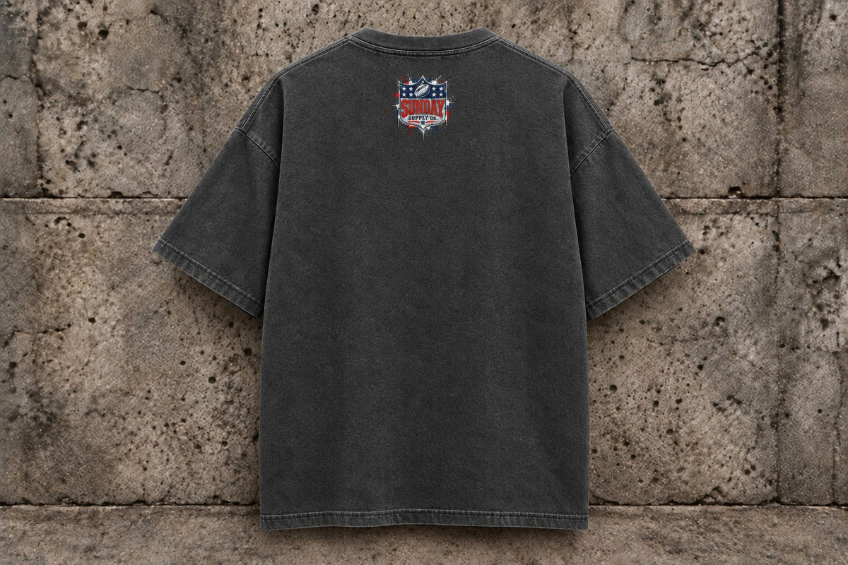 Eagles QB Painted Tee back, Sunday Supply logo