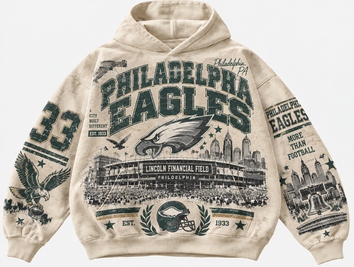Eagles Stadium Relic cream hoodie front