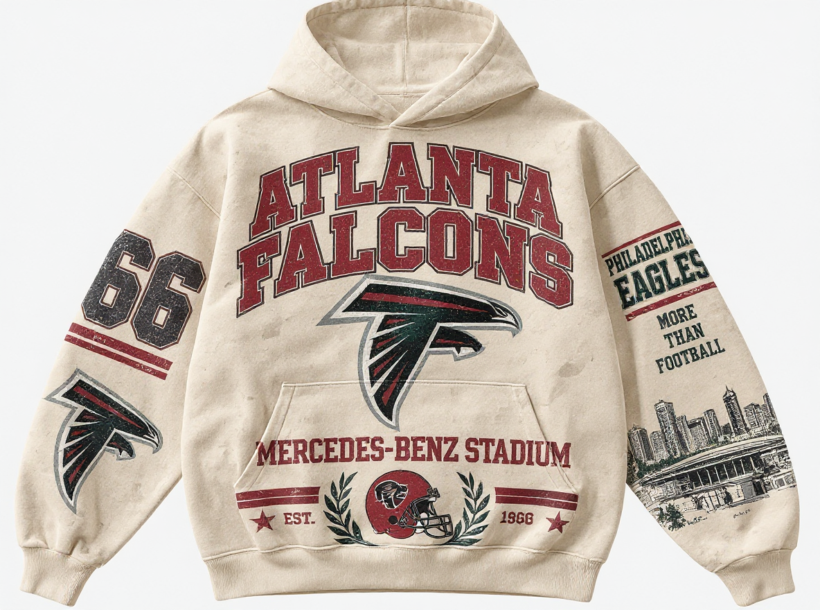 Atlanta Falcons Stadium Relic cream hoodie front