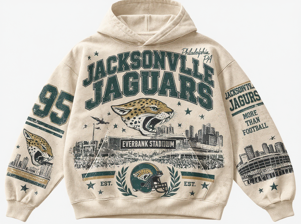 Jacksonville Jaguars Stadium Relic cream hoodie front
