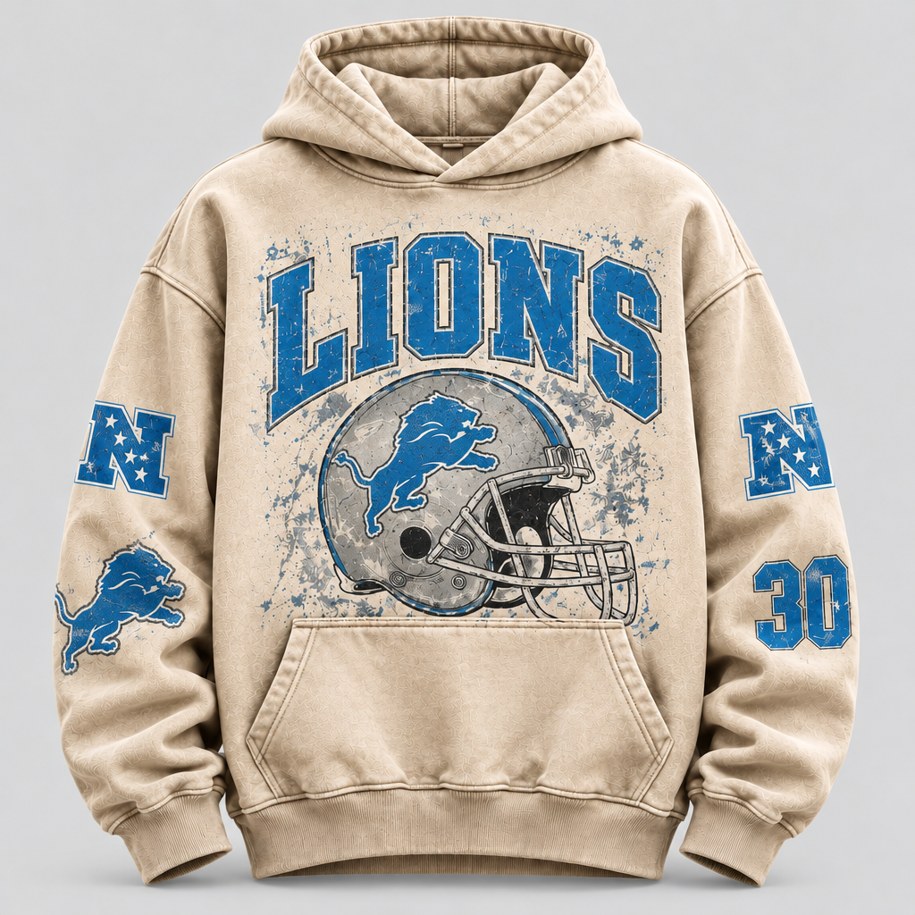 Lions Helmet Archive cream hoodie front