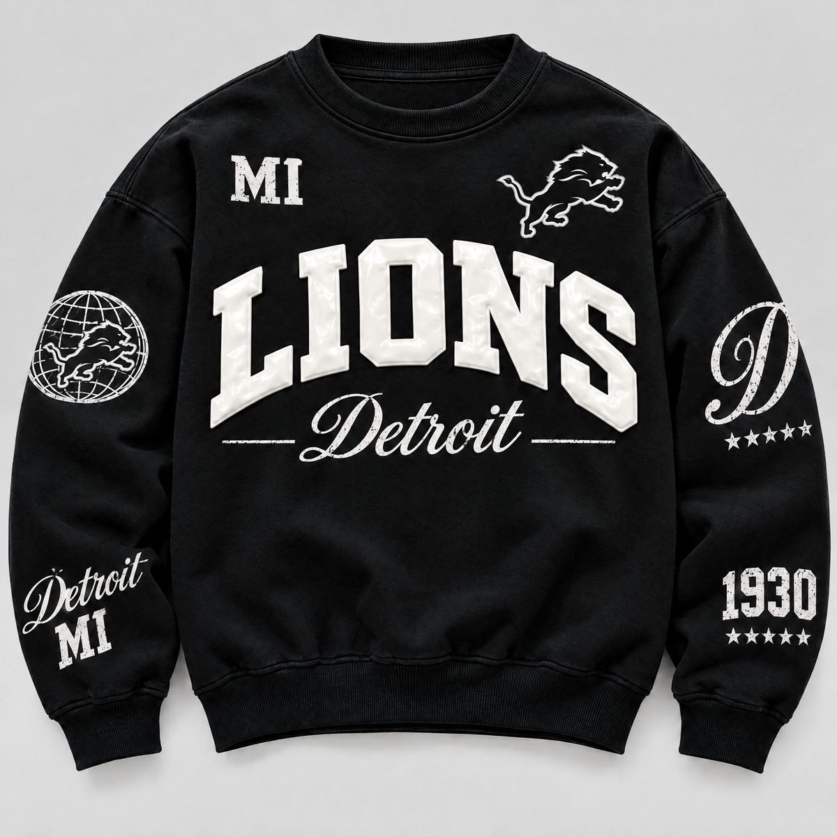 Detroit Lions Varsity Crewneck front