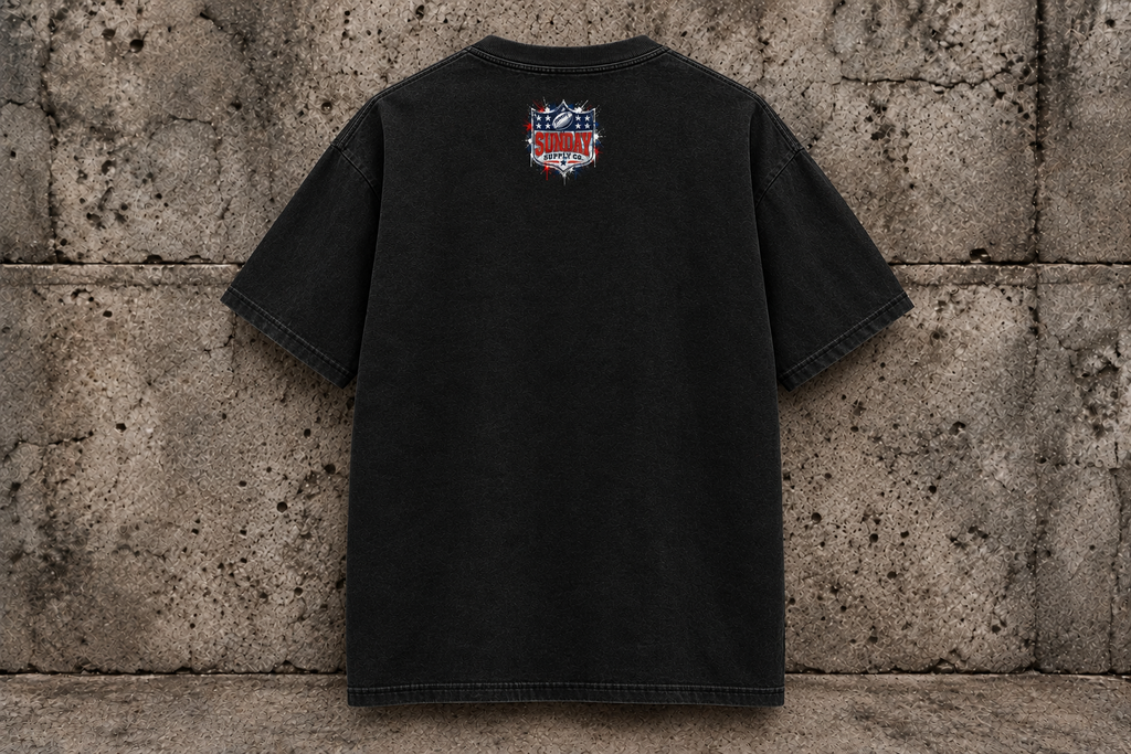 Midnight Flight Tee back, Sunday Supply logo